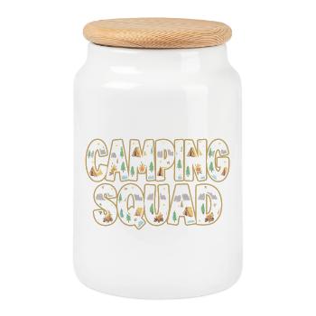 Soirée tente de l’escouade de camping - Boîte à biscuits avec couvercle en bois - blanc - Devant