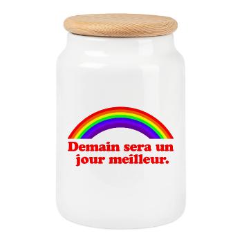 Tomorrow Will Be a Better Day - Rainbow - Cookie Jar with Wooden Lid - white - Front