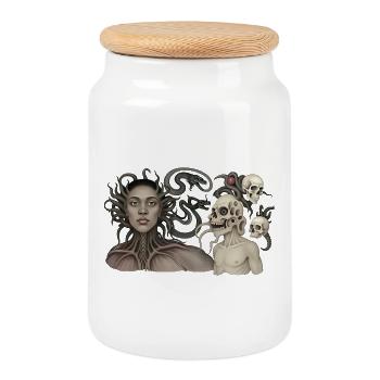 THE DAMNED #8 - dark hell - Cookie Jar with Wooden Lid - white - Front