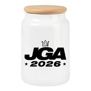 Jga 2026 Bachelor Party - Cookie Jar with Wooden Lid - white - Front