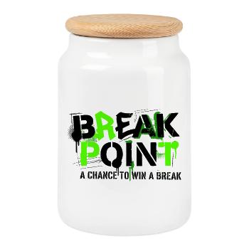 Tennis Break Point Gewinner Hoodie - Keksdose mit Holzdeckel - Weiß - Vorne