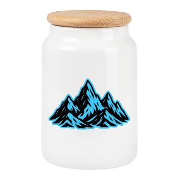 Mountains Summit Icon - Cookie Jar with Wooden Lid - white - Front
