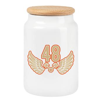 48 Racing Number – Motorsport Passion - Cookie Jar with Wooden Lid - white - Front