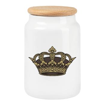 Vecteur de Majesté Antique Couronne Royale en Or - Boîte à biscuits avec couvercle en bois - blanc - Devant