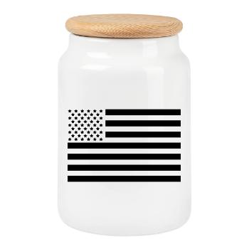 United States flag - Cookie Jar with Wooden Lid - white - Front