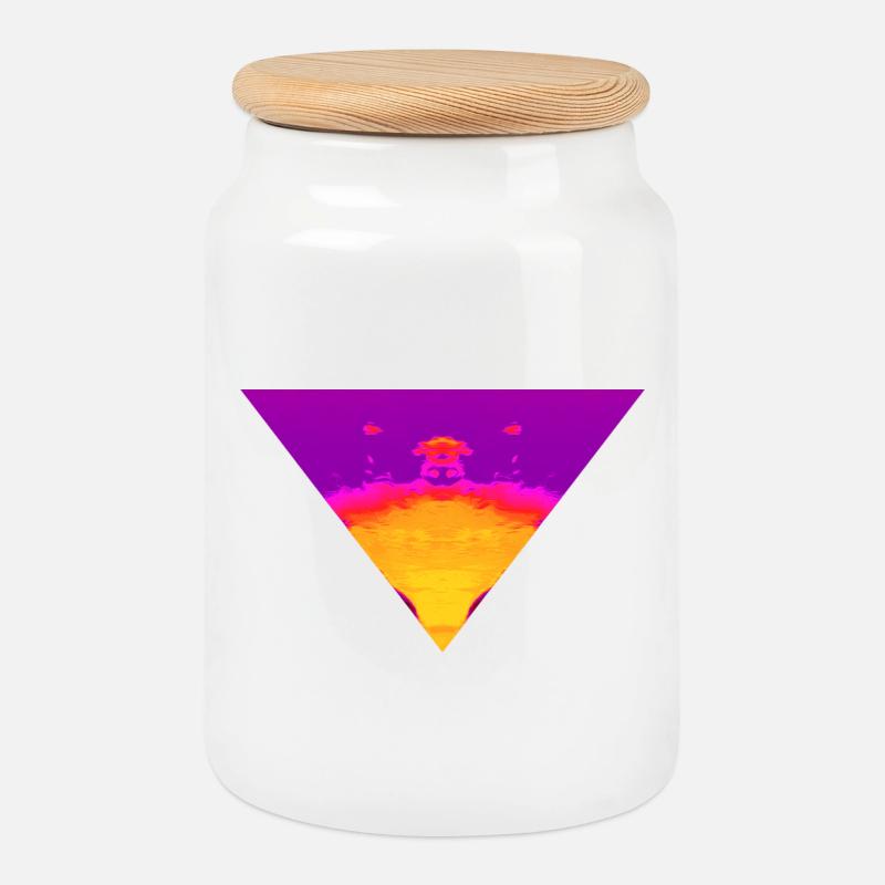 Neon Vortex, Cyber Sunset - Keksdose mit Holzdeckel - Weiß