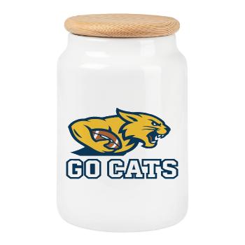 Mascotte secondaire des Wildcats de football Allez - Boîte à biscuits avec couvercle en bois - blanc - Devant