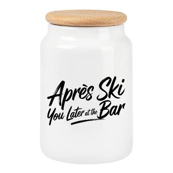 Après ski you later at the bar - Cookie Jar with Wooden Lid - white - Front