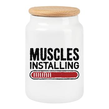 Installation des muscles - Boîte à biscuits avec couvercle en bois - blanc - Devant