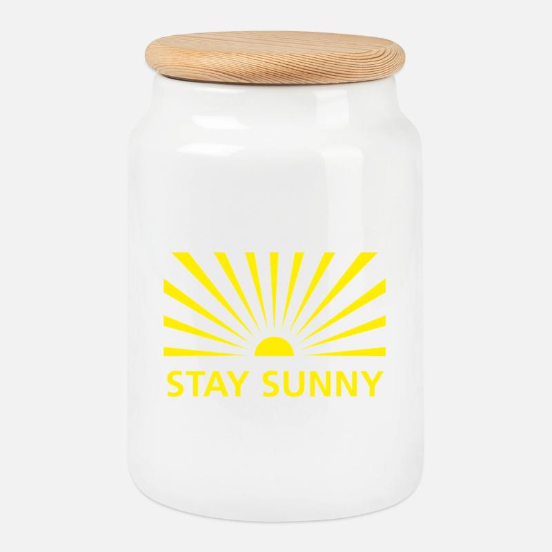 STAY SUNNY - Keksdose mit Holzdeckel - Weiß