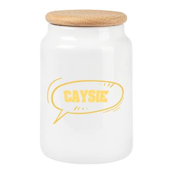 Caysie comme prénom - Boîte à biscuits avec couvercle en bois - blanc - Devant