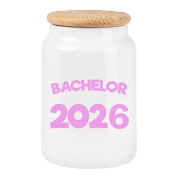 Bachelor 2026 Abschluss Promotion Sponsion - Keksdose mit Holzdeckel - Weiß - Vorne