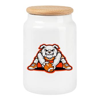 Mascotte de puissance du football des Bulldogs - Boîte à biscuits avec couvercle en bois - blanc - Devant