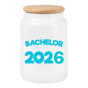 Bachelor 2026 Abschluss Promotion Sponsion - Keksdose mit Holzdeckel - Weiß - Vorne