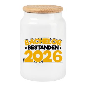 Bachelor 2026 Graduation Graduation - Cookie Jar with Wooden Lid - white - Front