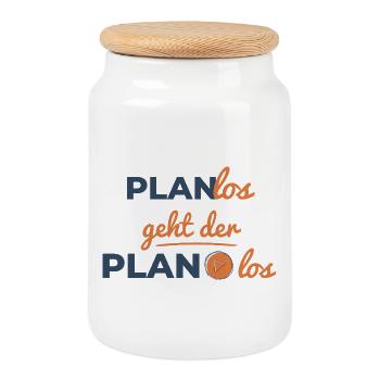 Le plan commence de façon désordonnée – Humor Design - Boîte à biscuits avec couvercle en bois - blanc - Devant