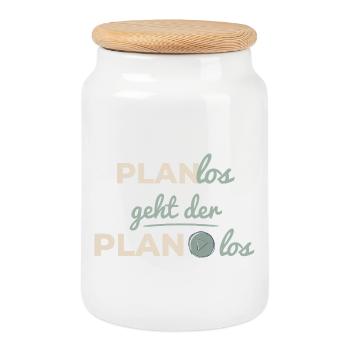 The plan starts haphazardly Beige Scandi Typography - Cookie Jar with Wooden Lid - white - Front