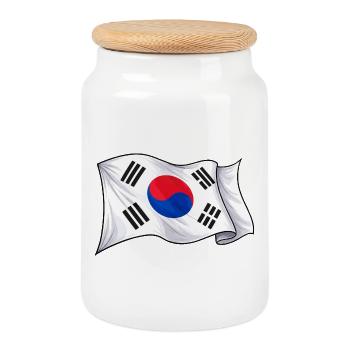 Südkorea Fahne - Keksdose mit Holzdeckel - Weiß - Vorne