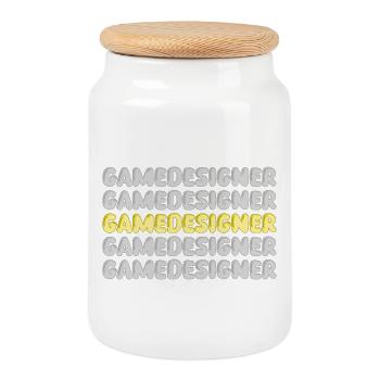 Work Game Designer - Cookie Jar with Wooden Lid - white - Front