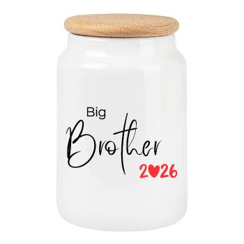 Big Brother 2026 – Fier Big Brother - Boîte à biscuits avec couvercle en bois - blanc - Devant