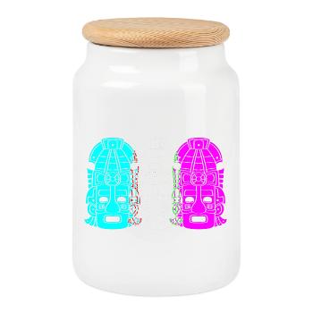 Mayan calendar aztec Inca - Cookie Jar with Wooden Lid - white - Front