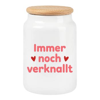 Toujours amoureux – déclaration d’amour qui dit - Boîte à biscuits avec couvercle en bois - blanc - Devant