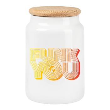 Funk You - Cookie Jar with Wooden Lid - white - Front