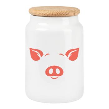 Ferkel | Big Face Kostüm Karneval Verkleidung - Keksdose mit Holzdeckel - Weiß - Vorne