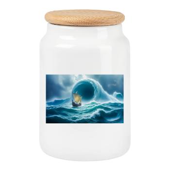 Ulysse fuyant Charybdis, le maelström vivant - Boîte à biscuits avec couvercle en bois - blanc - Devant
