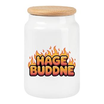 Hagebuddne – Lustige Deutsche Memes - Keksdose mit Holzdeckel - Weiß - Vorne