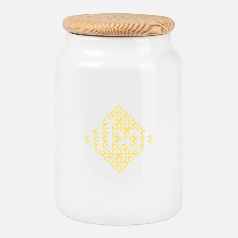 Cathar - Cookie Jar with Wooden Lid - white