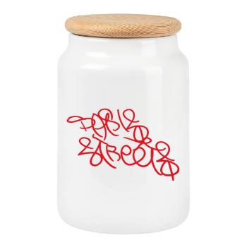 Paris Streets Street Art Souvenir - Cookie Jar with Wooden Lid - white - Front