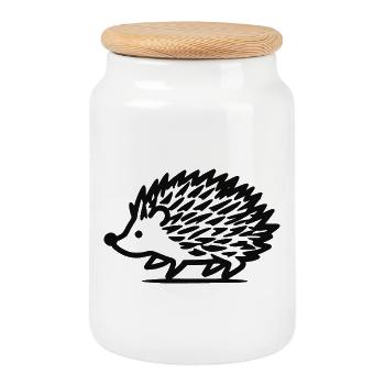 Petit hérisson - Boîte à biscuits avec couvercle en bois - blanc - Devant