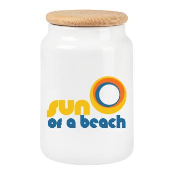 Sonne eines Strandes - Keksdose mit Holzdeckel - Weiß - Vorne