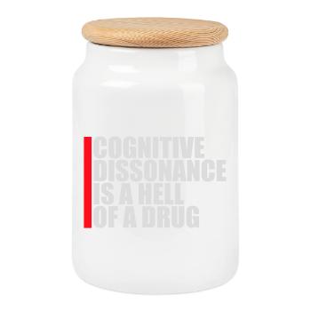 Cognitive Dissonance Is A Hell Of A Drug Spruch - Keksdose mit Holzdeckel - Weiß - Vorne