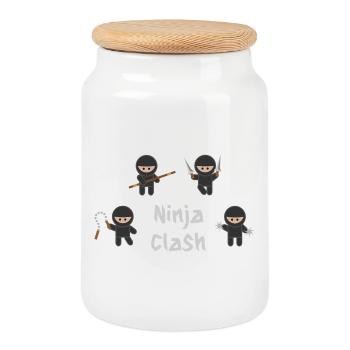 Ninja Fight Sport Training - Boîte à biscuits avec couvercle en bois - blanc - Devant
