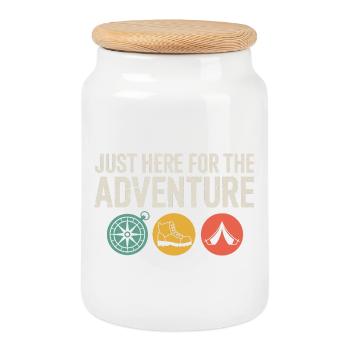 Adventure Icons: Compass Boot Tent - Cookie Jar with Wooden Lid - white - Front