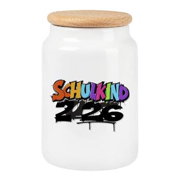 School Child 2026 Graffiti Design Back to School - Cookie Jar with Wooden Lid - white - Front