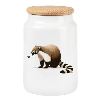 Coati - Boîte à biscuits avec couvercle en bois - blanc - Devant