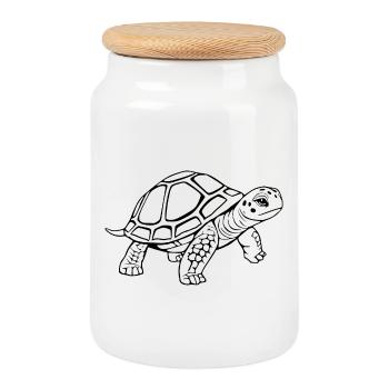 Turtle Turtles - Cookie Jar with Wooden Lid - white - Front
