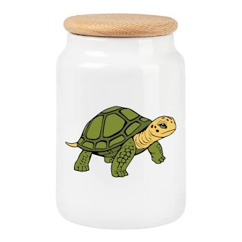 Turtle Turtles - Cookie Jar with Wooden Lid - white - Front