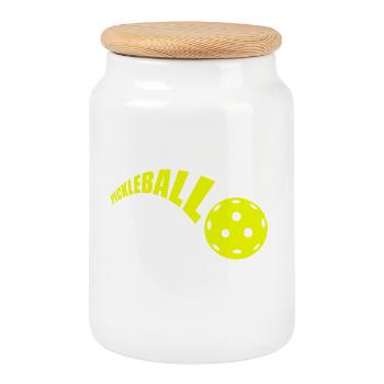 Joueur drôle de pickleball - Boîte à biscuits avec couvercle en bois - blanc - Devant