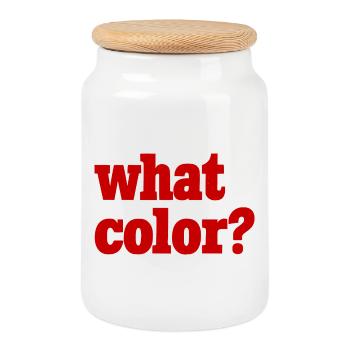 Quelle couleur - Rouge 2 - Boîte à biscuits avec couvercle en bois - blanc - Devant