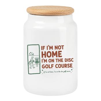 Si je ne suis pas à la maison, je suis sur le terrain de disc golf, drôle - Boîte à biscuits avec couvercle en bois - blanc - Devant