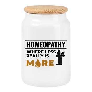 Homéopathie où moins c’est plus d’équipement professionnel - Boîte à biscuits avec couvercle en bois - blanc - Devant