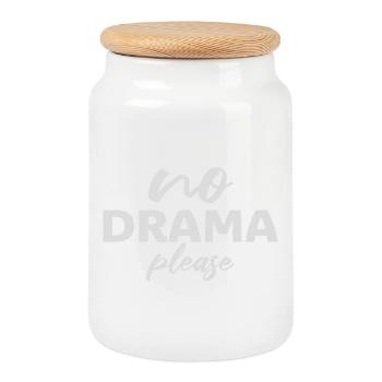 No Drama Please Ruhe Entspannung Relax Chill Spaß - Keksdose mit Holzdeckel - Weiß - Vorne