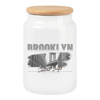 Brooklyn Concrete Jungle Streetwear - Keksdose mit Holzdeckel - Weiß - Vorne