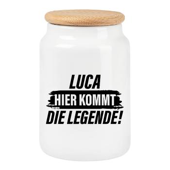 Luca – Hier kommt die Legende - Keksdose mit Holzdeckel - Weiß - Vorne