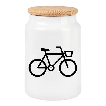Profil de l’icône vélo Fahrrad - Boîte à biscuits avec couvercle en bois - blanc - Devant