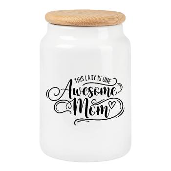 Cette dame est un super cadeau maman maman - Boîte à biscuits avec couvercle en bois - blanc - Devant